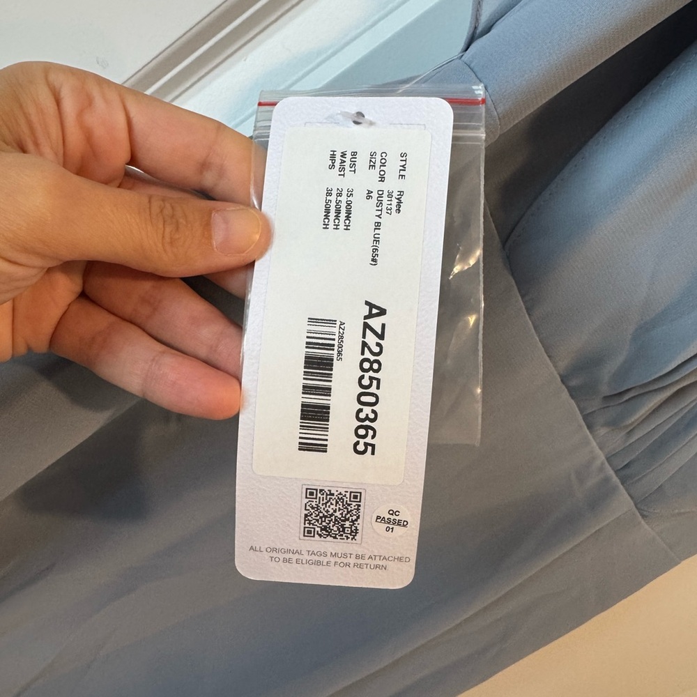 Azazie Dusty Blue Backless Chiffon Dress - Picture 5 of 8